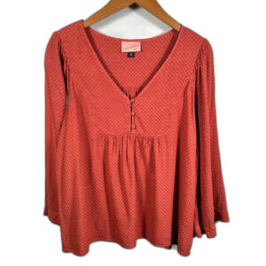 Universal Thread Women's Burnt Orange V-Neck Boho Peasant Blouse Size Medium